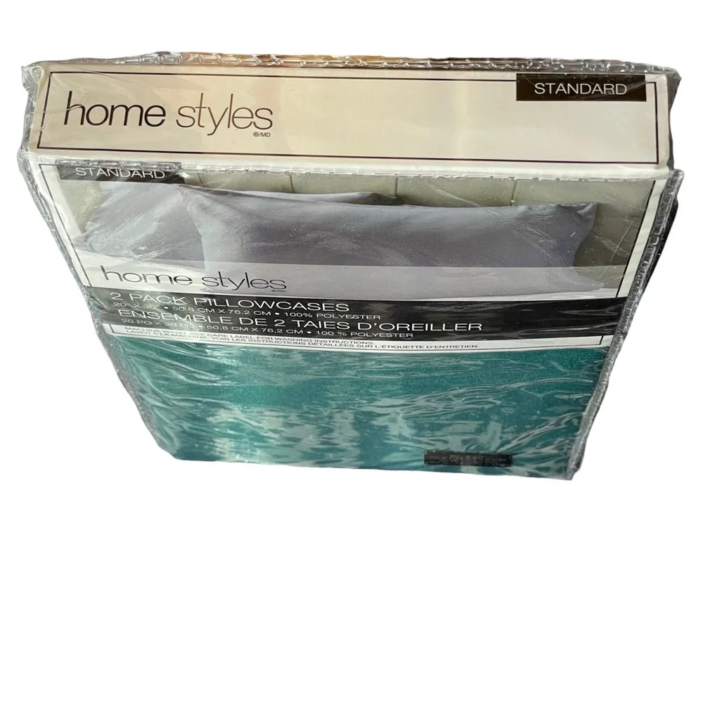 HOME STYLES Standard Pillow Cases Two Pack Teal 20”x30”